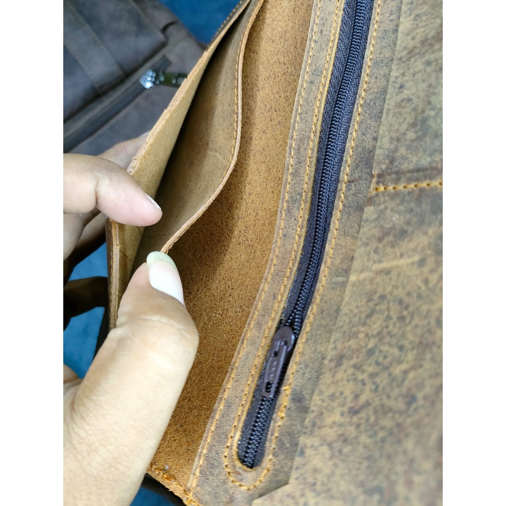 Dompet Kulit Asli Lipat pria wanita Casual CRAZY HORSE Original Wr.Leather