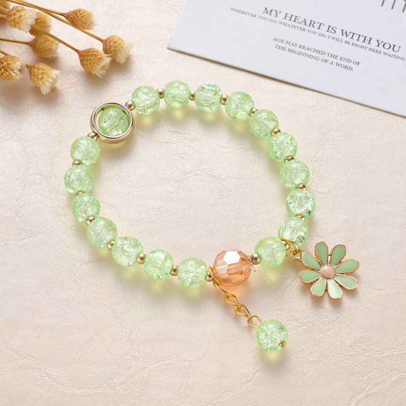 Colorful Flower Crystal Bracelet Female Pink Sun Flower Sisters Bracelet Small Daisy Bracelet