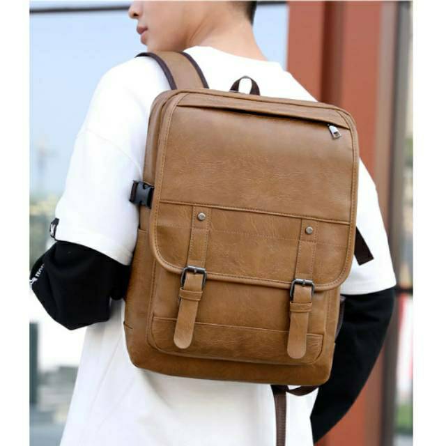 Tas Ransel Kulit Pria Import Backpack