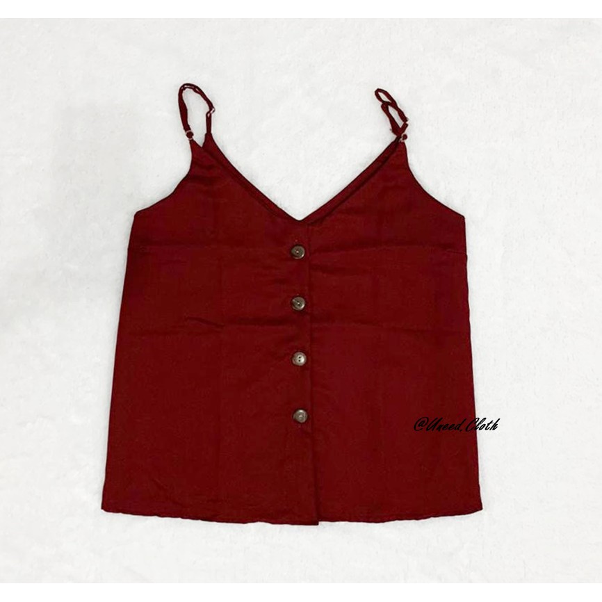 Uneed Cloth / TANKTOP WANITA POLOS / TENGTOP / TANKTOP JUMBO / TANGTOP / TANK TOP KANCING / LYLA XXL-Maroon