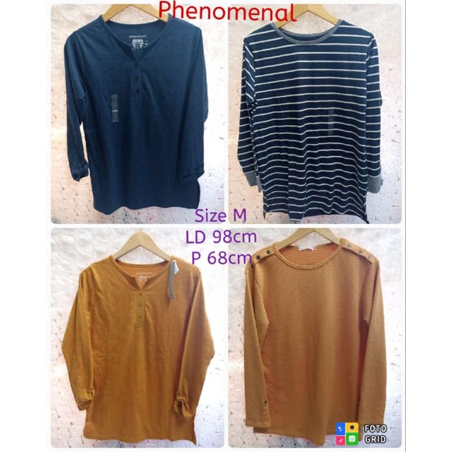 PHENOMENAL size M kaos atasan wanita lengan panjang polos navy biru kuning kunyit original brand bra