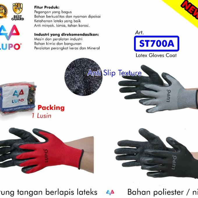 "'''] Sarung Tangan Karet Tebal LUPO Anti Selip Berlapis LATEX Free Size