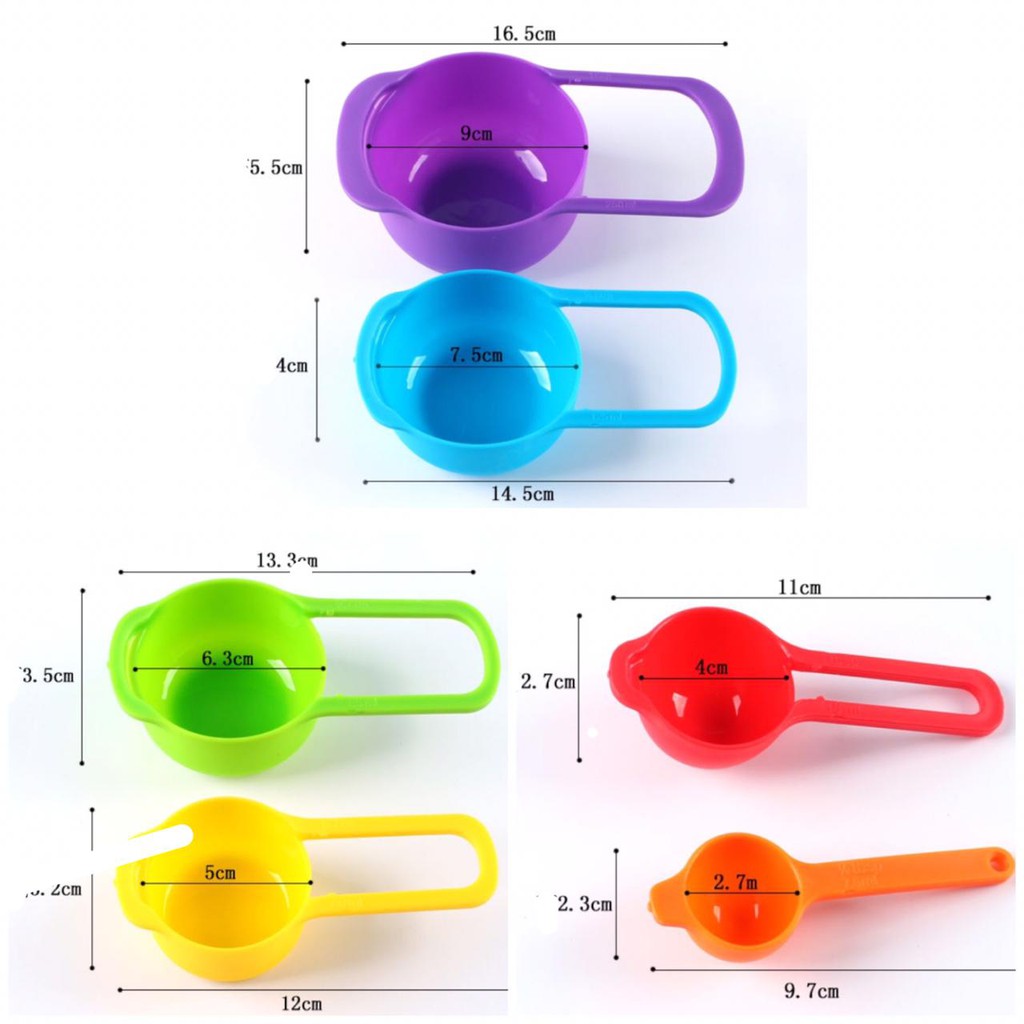 AS1911 Sendok Takar 6 in 1 RAINBOW Set Measuring Spoons Spoon Ukur Cup Takaran BPA Free