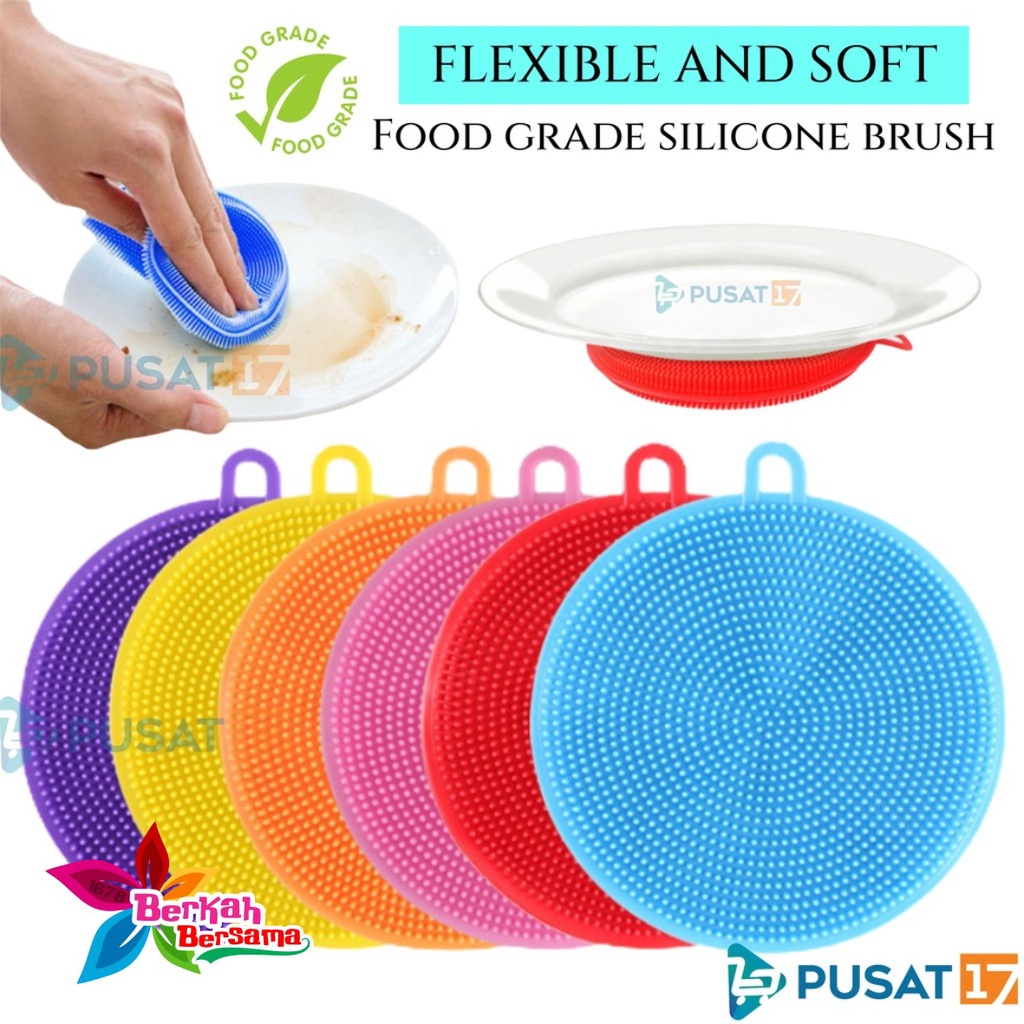 RT04 SPONS SPONGE SPON PENCUCI PIRING BULAT SILIKON SILICONE BRUSH SERBAGUNA FOOD GRADE BB5830