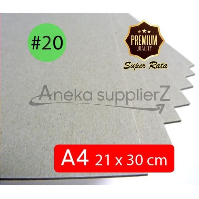 

Karton Tebal Abu - Hard Board Grey No. 20 (3 mm) uk 21x30 cm -( 12 LB )