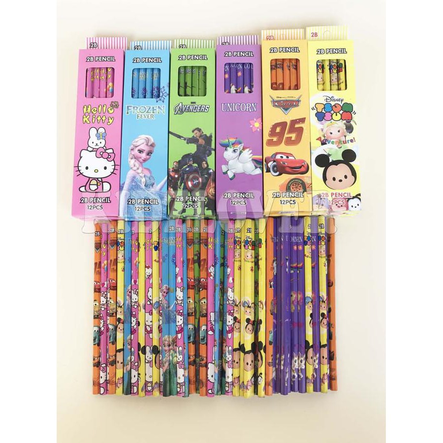 

Pensil Kayu 2B Karakter Satuan / Frozen, Hello Kitty, Avengers, Little Pony, Cars, Princess Pencil