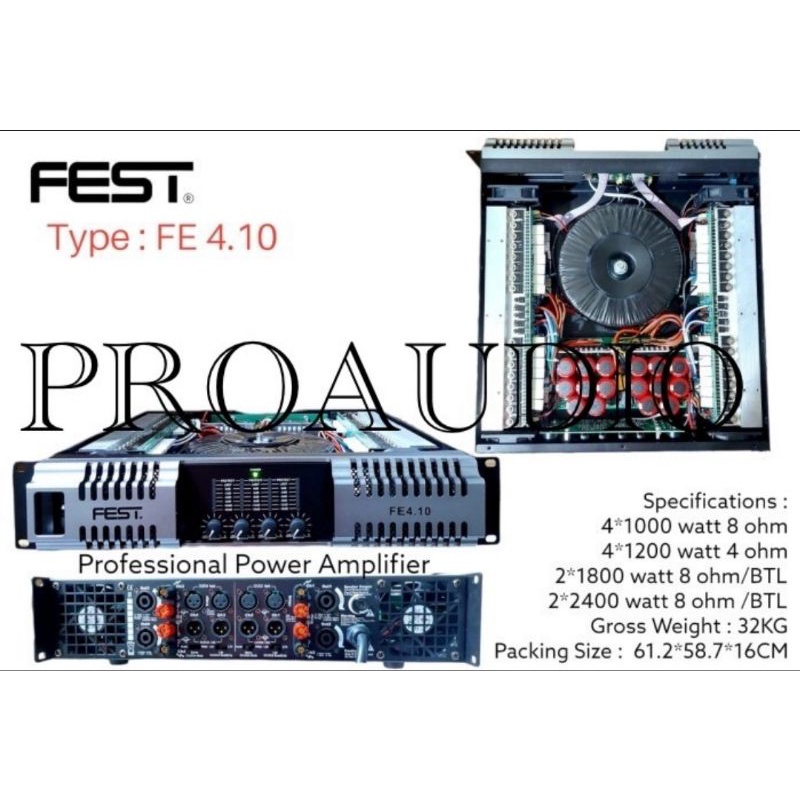 Power amplifier Fest FE 4.10 4x1000 Wat 8 ohm