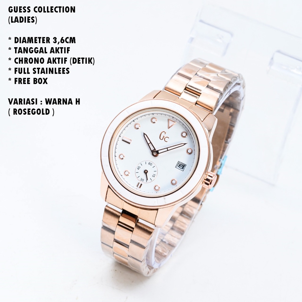 JAM TANGAN WANITA JAM TANGAN WANITA GC RANTAI BODY BULAT TANGGAL &amp; CHRONO AKTIF