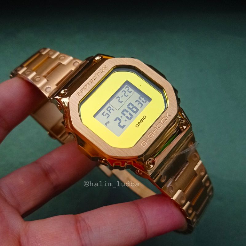 gshock dw5700bbmb custom full stainles g-shock custom dw-5700 gold