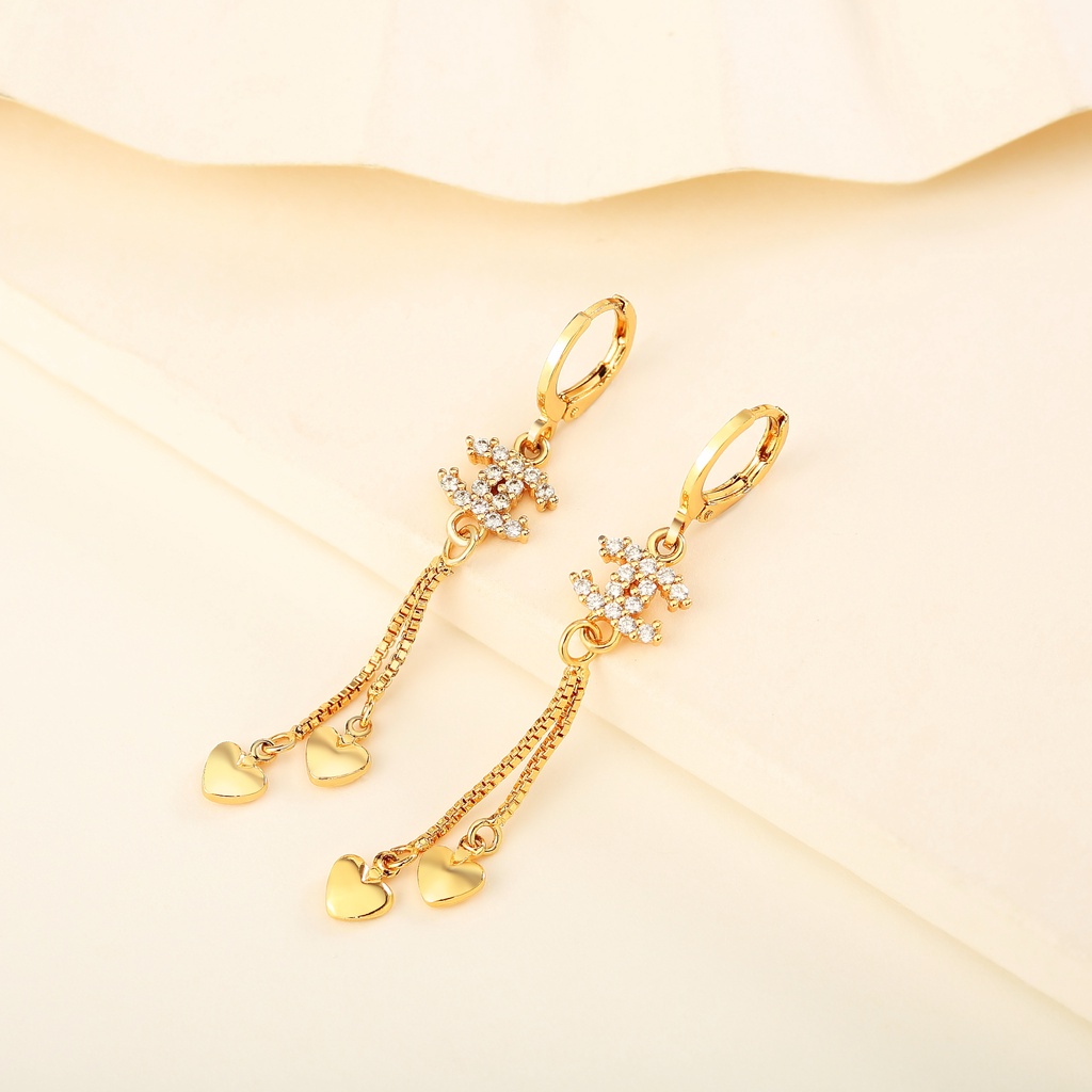 Y123 Anting Wanita Panjang Temperamen Merah BersihAnting Wanita Korea Titanium Anti Karat-1