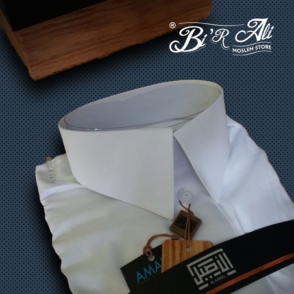 [DENGAN BOX] Jubah Al Aseel Premium Manset Kerah Dewasa Putih