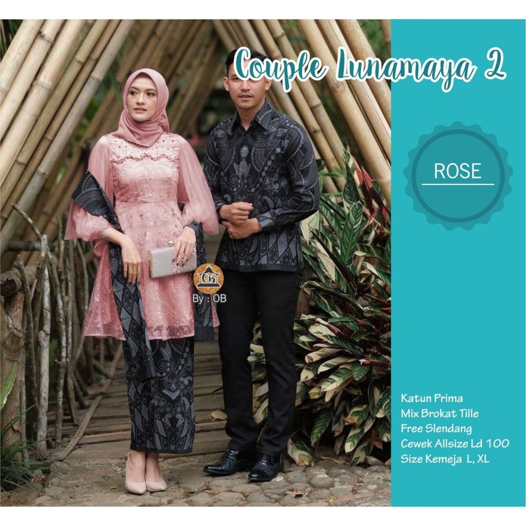 [PROMO 8.8] AUFFAMART - Batik Couple Aisyah Payet Lengan Panjang  Couple Batik Brukat Modern