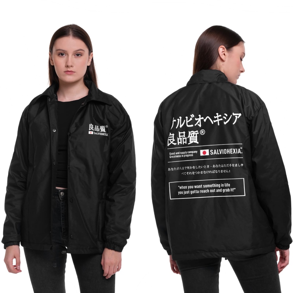 JAKET PRIA - JAKET COACH SALVIO HEXIA - JAKET WINDBREAKER - JAKET PARASUT PRIA - JAKET PARASUT-Hitam New Line