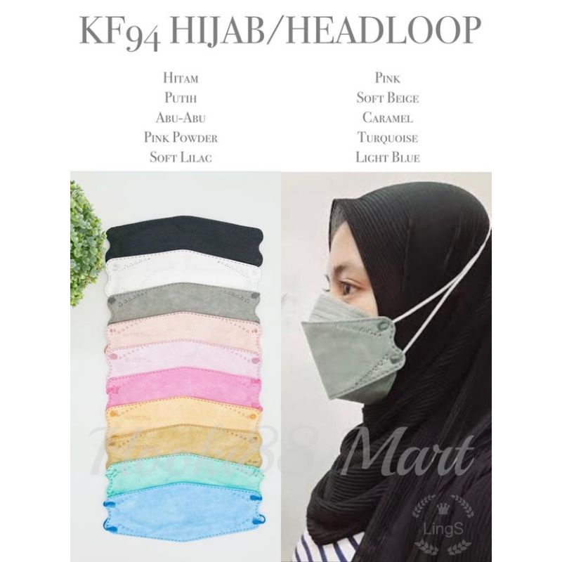 Jual ECER KF94 Masker Hijab Warna Lengkap / EVO Disposable Mask 4Ply
