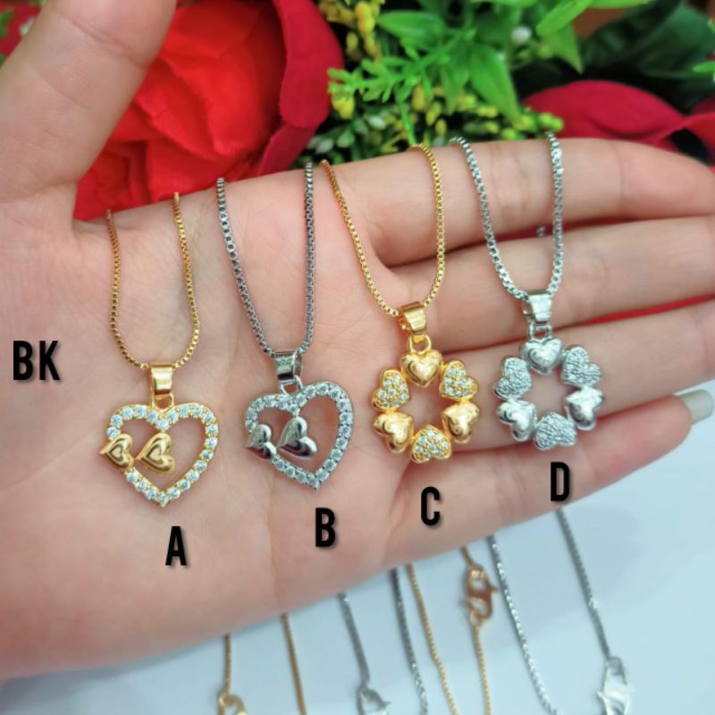 Perhiasan wanita Kalung liontin Full permata motif pilihan warna silver dan gold lapis emas