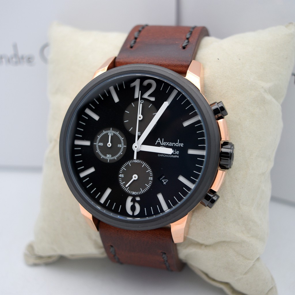 Jam Alexandre CHristie Pria AC 6267 MC Cokelat Rosegold Hitam