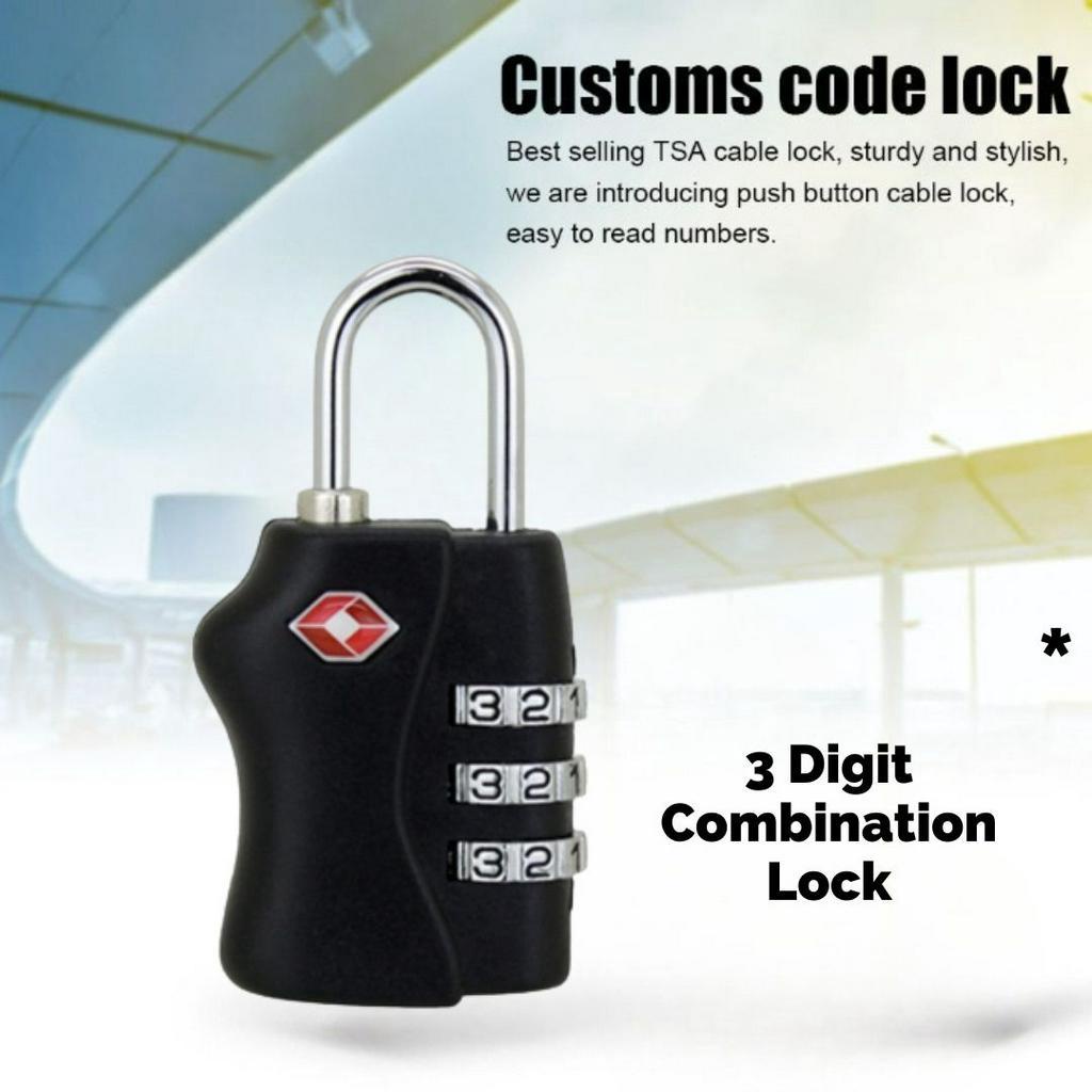 Gembok Koper Angka 3 Digit Suitcase Password TSA Lock - TSA-338 - Black