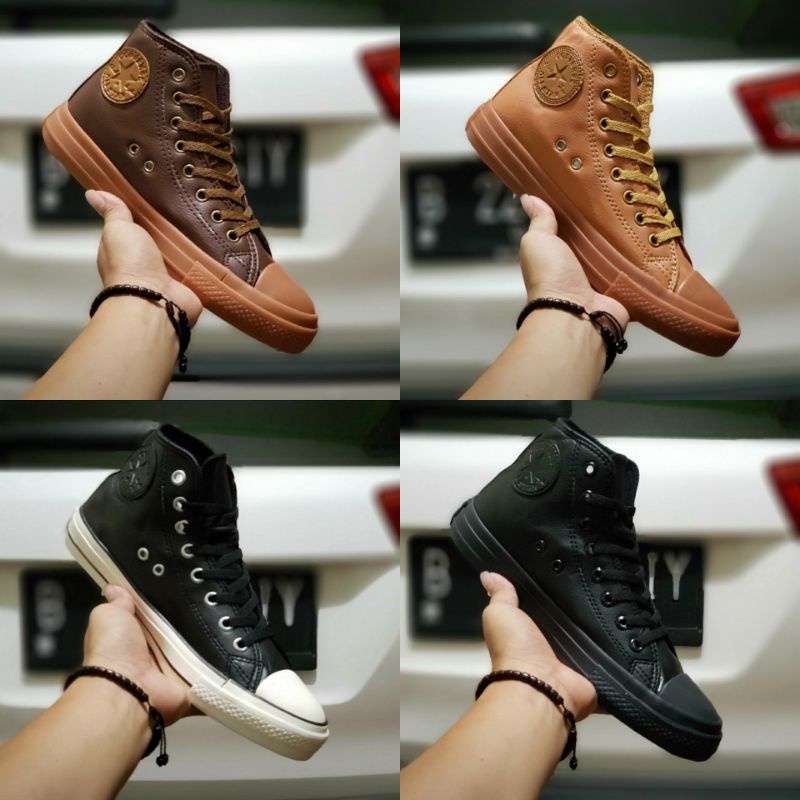 [BISA COD] Sepatu Converse Kulit All Star Kulit High Premium Vietnam Unisex Pria Wanita