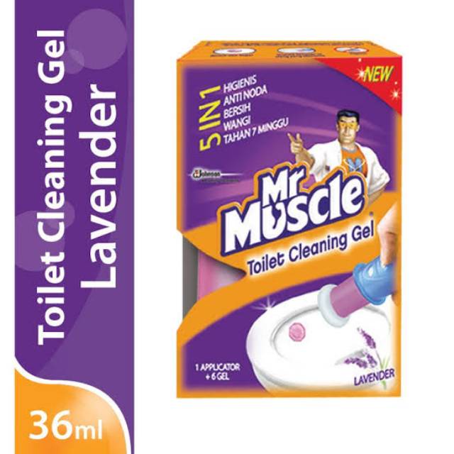 PEMBERSIH KERAK NODA PENGHARUM KLOSET GEL MR MUSCLE TOILET 36 ML ALAT LAVENDER
