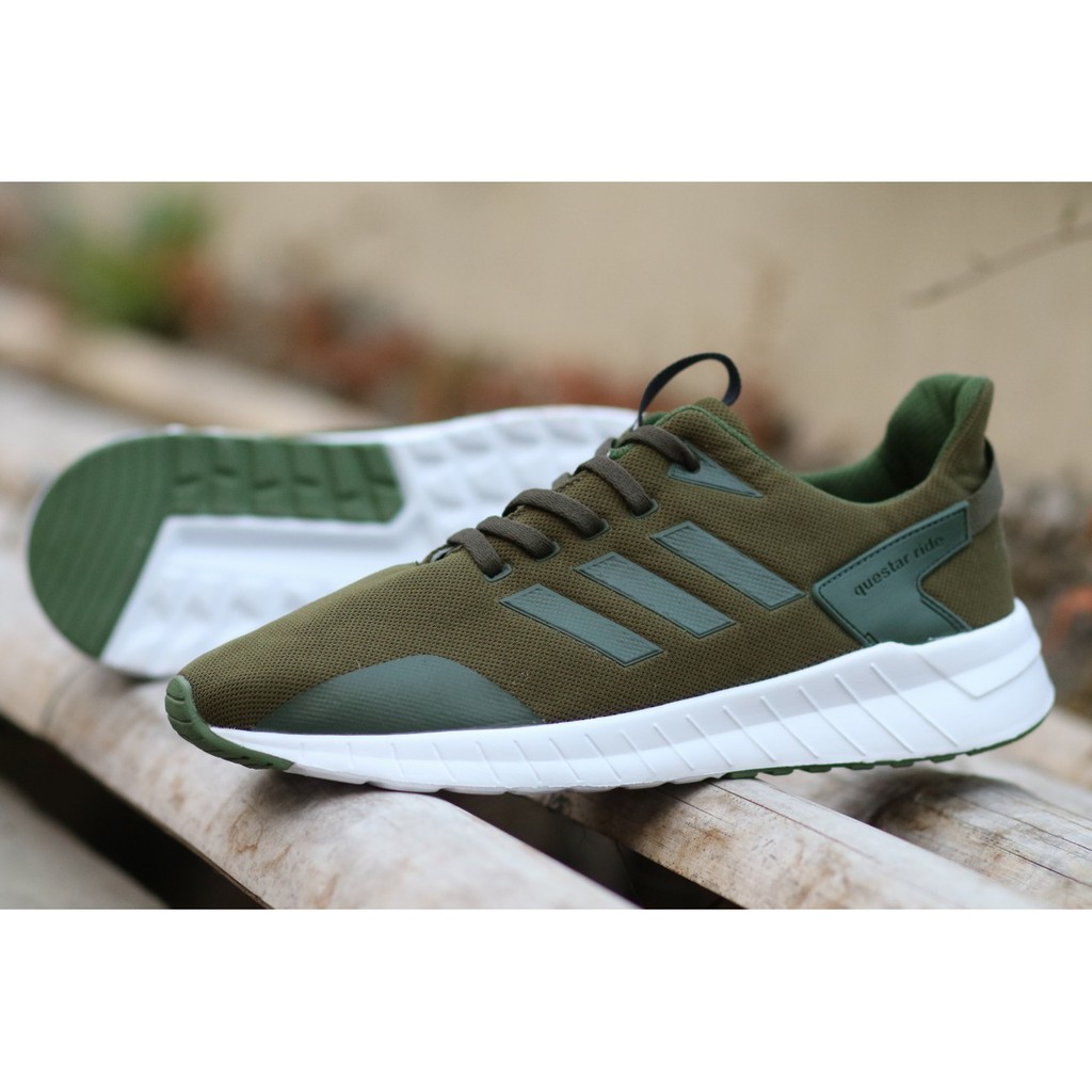 SEPATU ADIDAS QUESTAR RIDE ARMY OLAHRAGA LARI RUNNING SPORT SNEAKERS CASUAL SEKOLAH KETS JOGGING AD