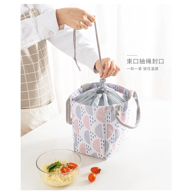 ♫ Megata ♫ A163 Tas Bekal Pattern Modern Lunch Cooler Bag Salur Makanan Aluminium Kotak Makan Import