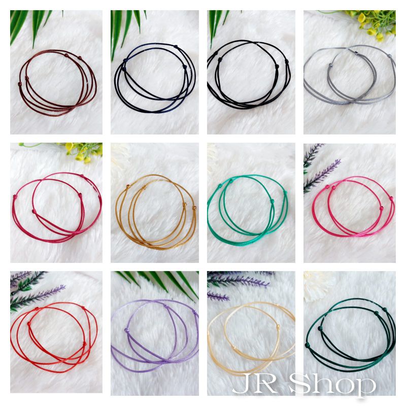 [3 pcs] Gelang Kaki Tali Polos Murah / Gelang Warna Warni Murah