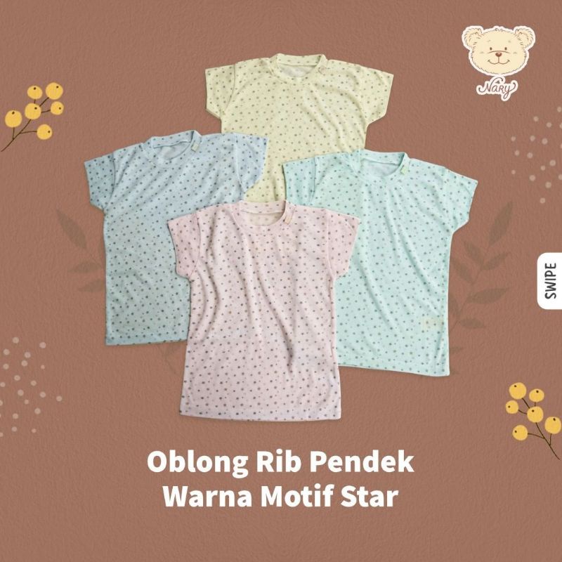 Nary - Oblong Tipis Print Motif Star Putih &amp; Warna