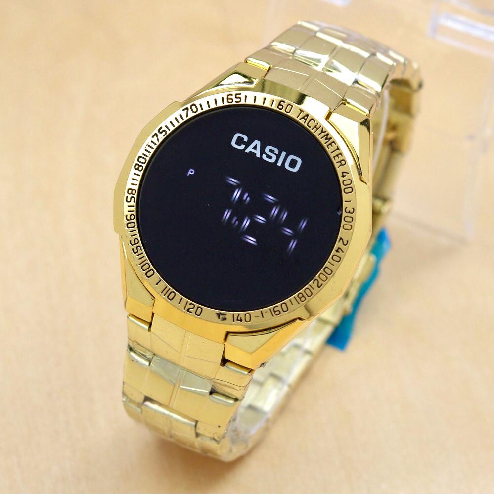 JAM TANGAN FASHION PRIA CASIO LED 1008 UI TANGGAL, BULAN AKTIF TALI RANTAI FREE BOX & BATERAI