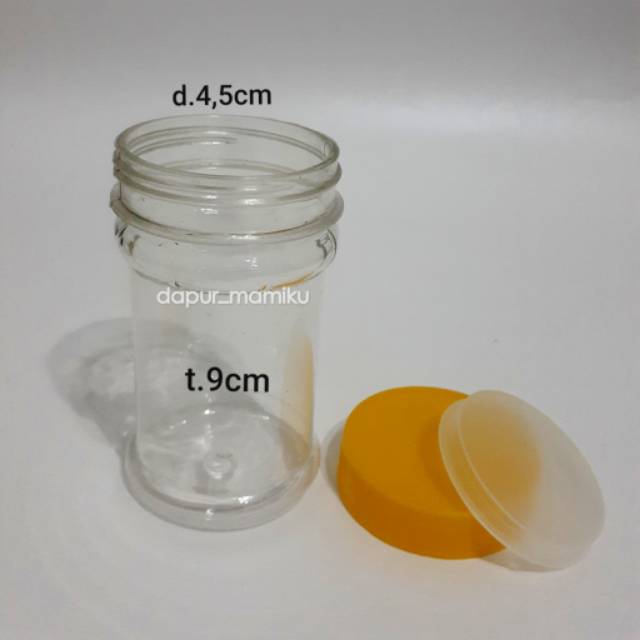 DAPURMAMI Botol Bumbu Toples Jar Plastik Selai Sambel Permen Kotak Bulat Tempat Toples Slime