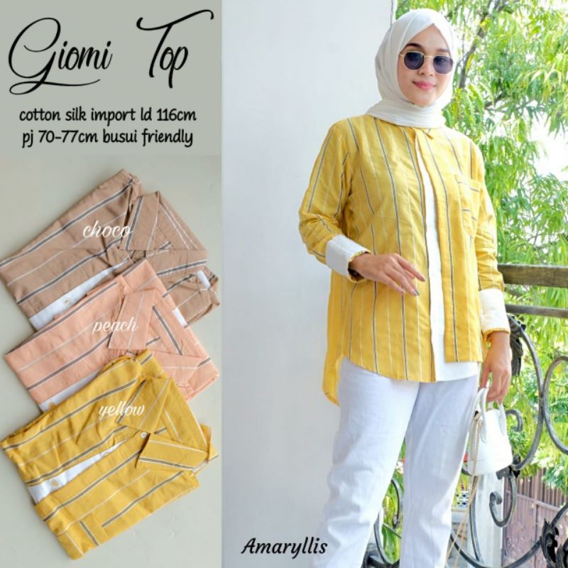 Kemeja Atasan Wanita Terbaru Giomy Top by Amarillis Kemaja Wanita Kekinian Terbaru Kemeja Bagus Wani