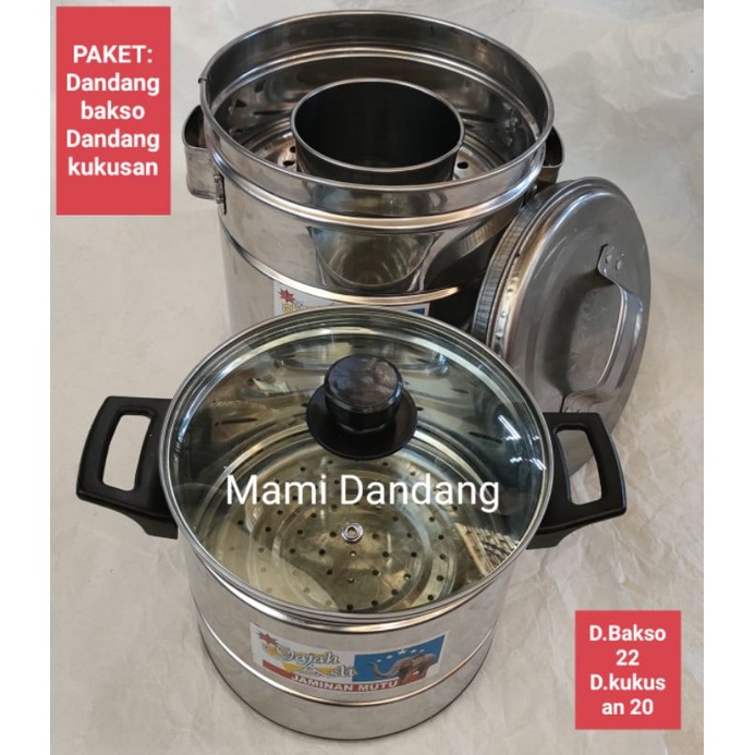 Paket Dandang bakso+Dandang kukusan tutup kaca