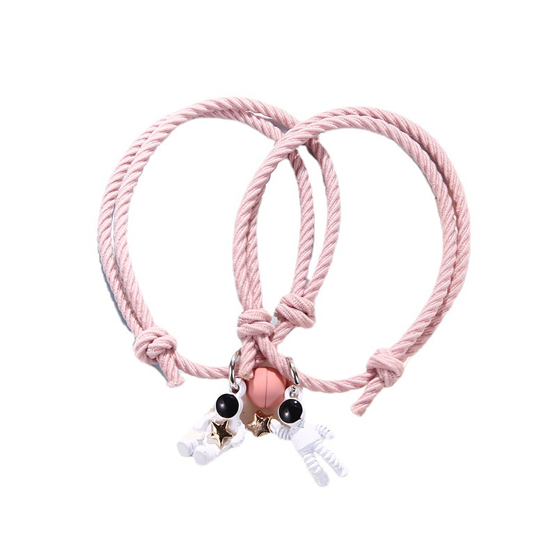 Astronaut magnet attracts small rubber band to send boyfriend couple Bracelet a pair of adjustable hair rope Korean female students