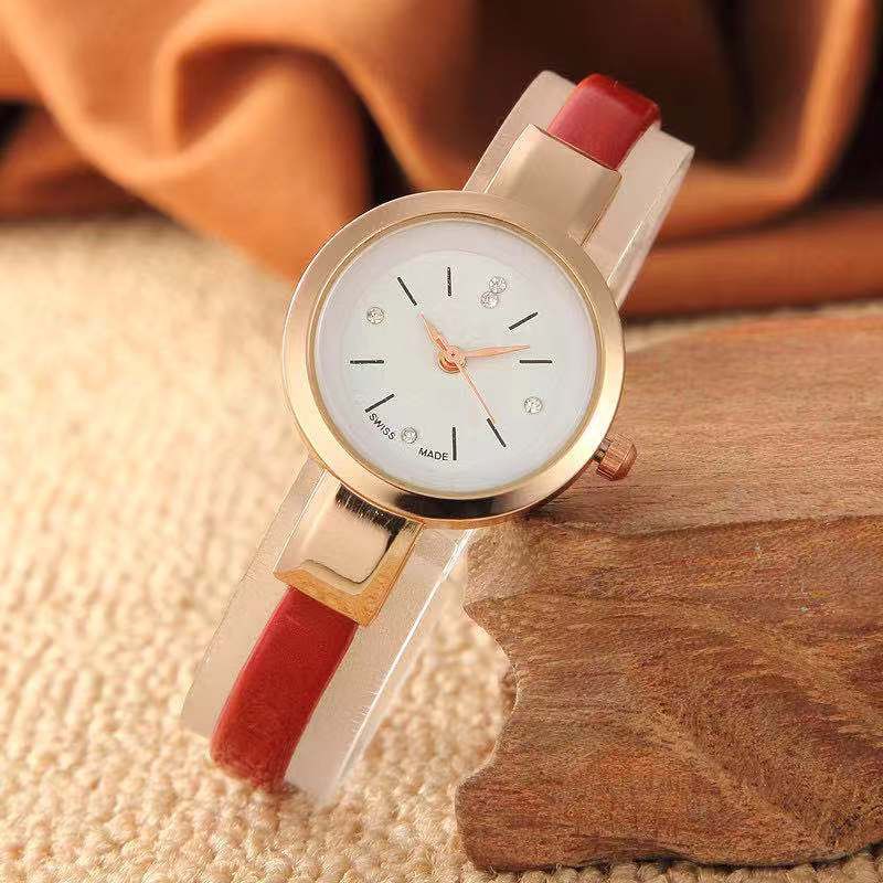 Jam Tangan Fashion Wanita Cute Jam Mini Jam Cantik / Jam Tangan Cute Mini Wanita Elegan-33-7 Merah