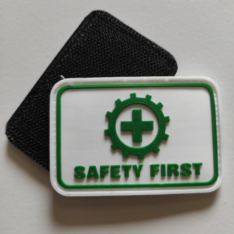 PATCH RUBBER LOGO SAFETY FIRST/TEMPELAN EMBLEM KARET VELCRO