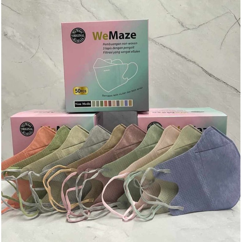 MASKER duckbill earloop dan headloop (hijab) aneka warna.harga tertera untuk 1box isi 50pcs.