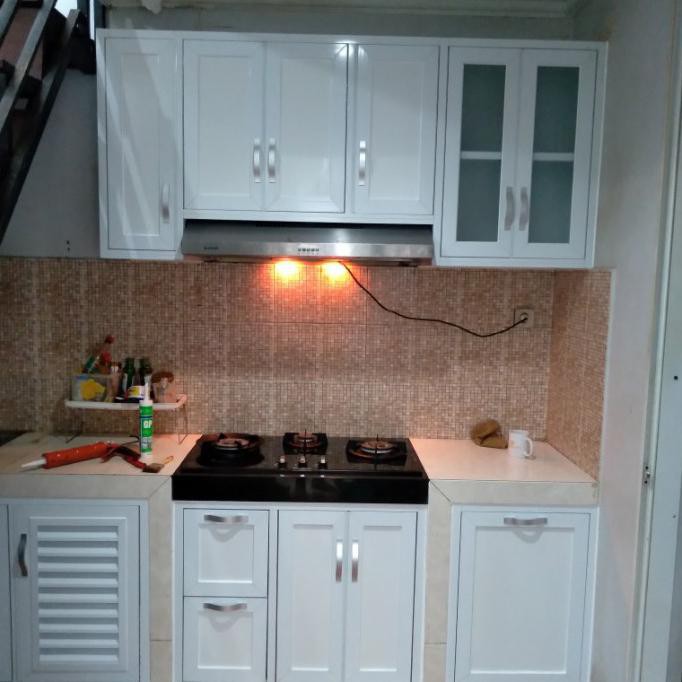 PROMO Kitchen set minimalis bahan full aluminium - Putih