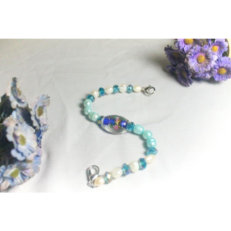 Konektor Masker Premium|Strap Masker Premium Glassbeads Mutiara