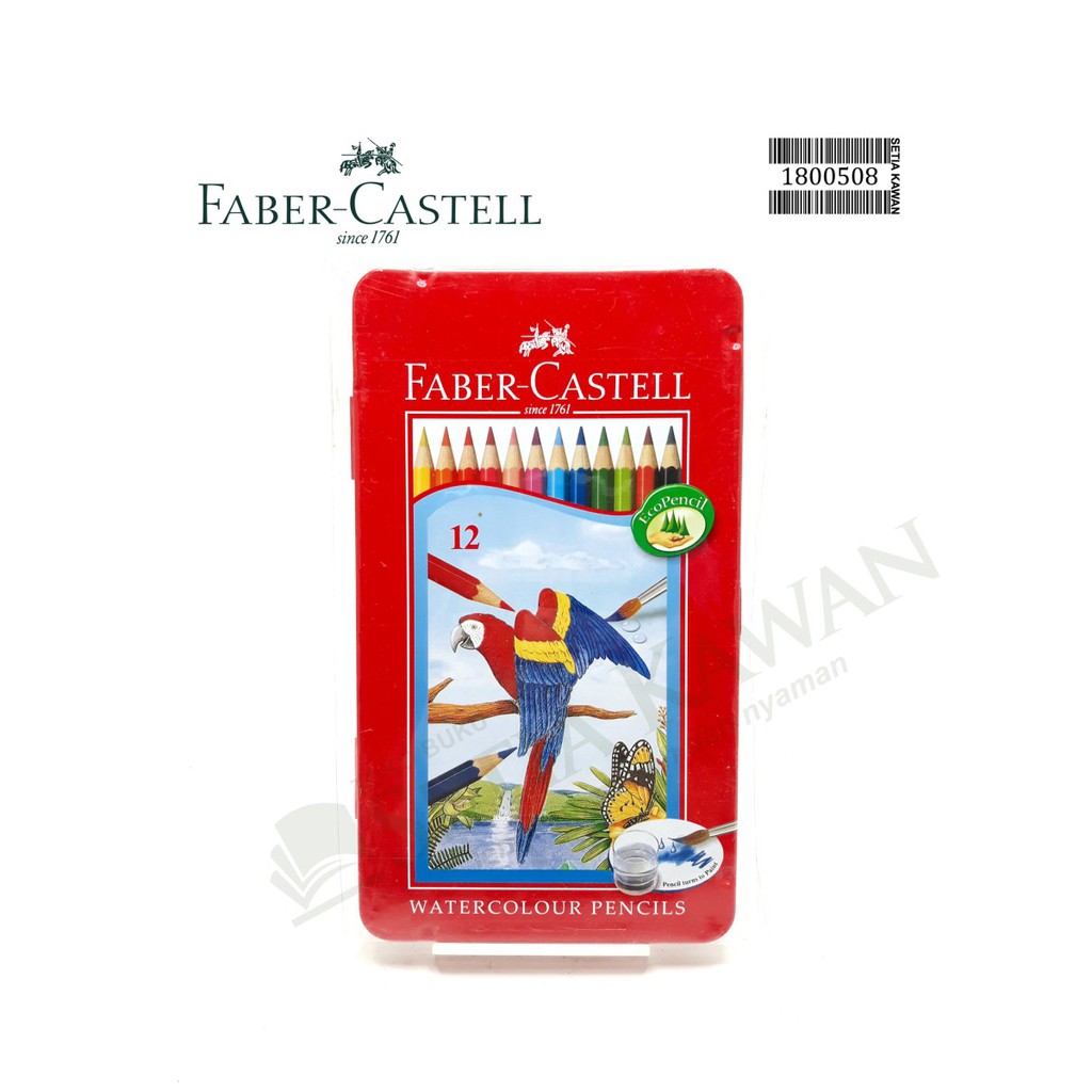 Pensil Warna Faber Castell 12 Watercolour Kemasan Kaleng (Tin case)