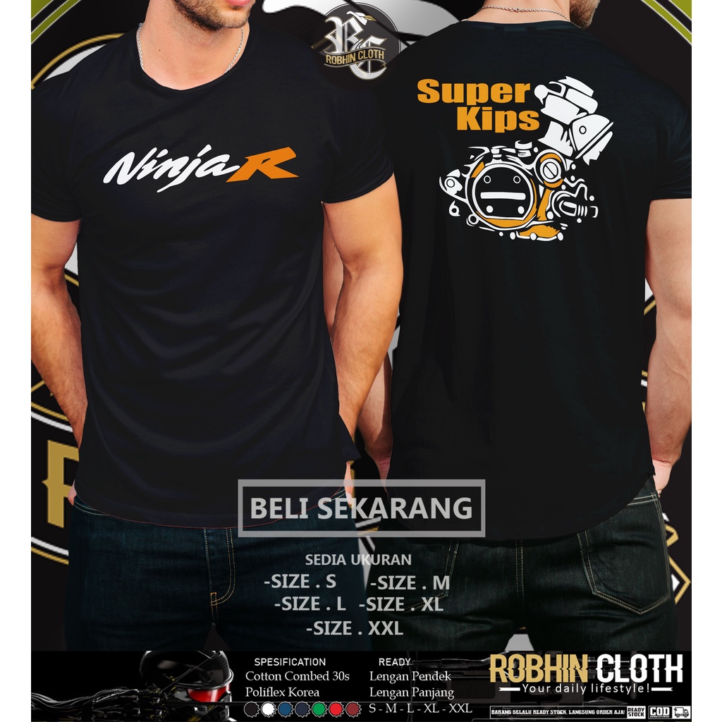 Kaos Kawasaki Ninja R Super Kips Mesin v2 Baju Otomotif