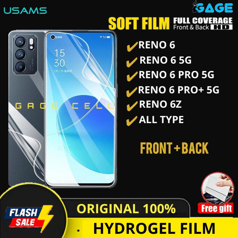 USAMS - HYDROGEL FULL ANTI GORES FULL COVER OPPO RENO6 RENO 6 PRO PLUS 6Z 5G FULL PROTECTOR