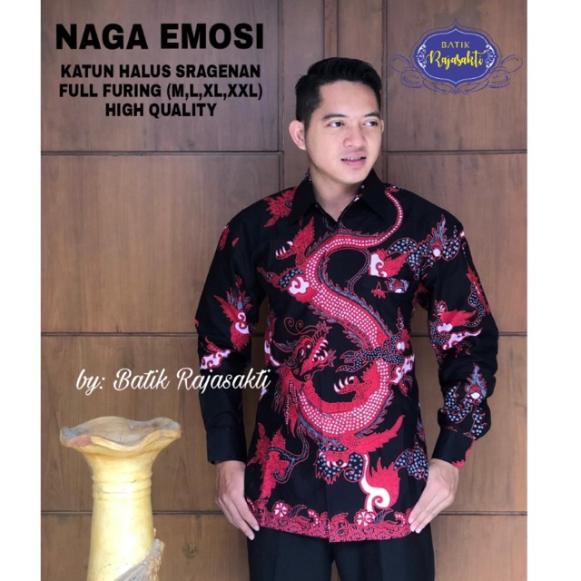 Batik Pria NAGA EMOSI Katun Halus Full Furing Termurah