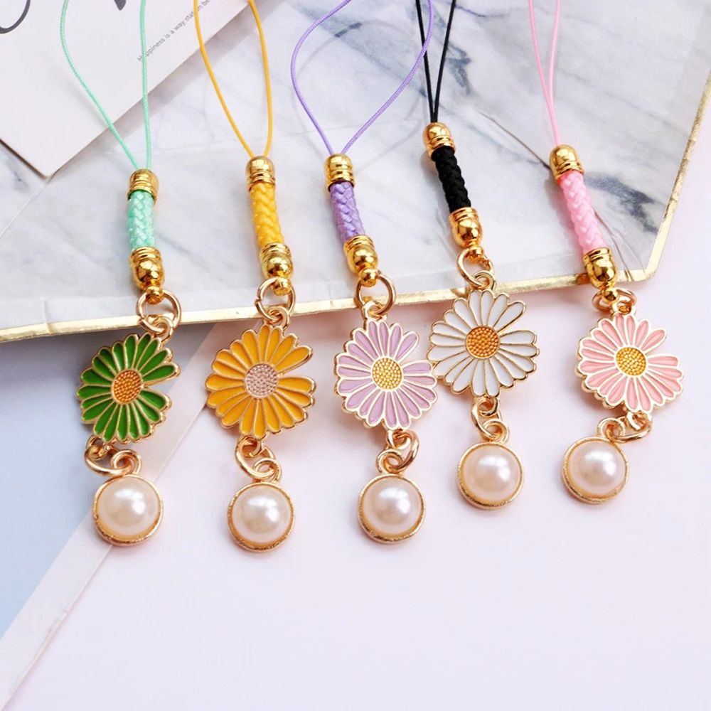 QUINTON Korean Daisy Flower Bag Decoration Lanyards Mobile Phone Straps Phone Accessories Keychain Strap Hanging Ornaments Bag Pendant Gifts Phone Case Decor Key Hang Rope/Multicolor