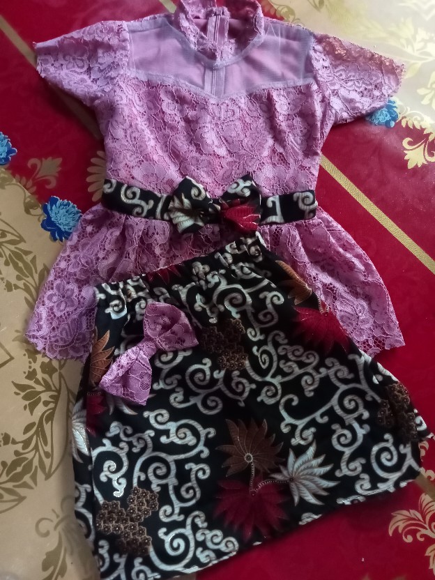 Ncr - Kebaya Batik Modern Anak 3-5 Th Dress Batik Casual Cecilia & Setelan Rok Pepplum Kids