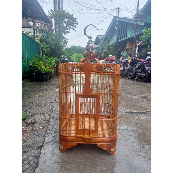 SANGKAR KANDANG ANIS WAMBI OVAL CMS JATI 40cm
