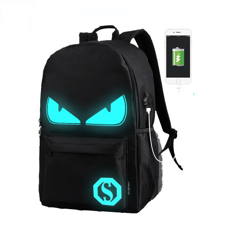 Uphike Tas Ransel Stylish Backpack Pria Pungung Tas Sekolah Luminous Kekinian USB Charger TCR03