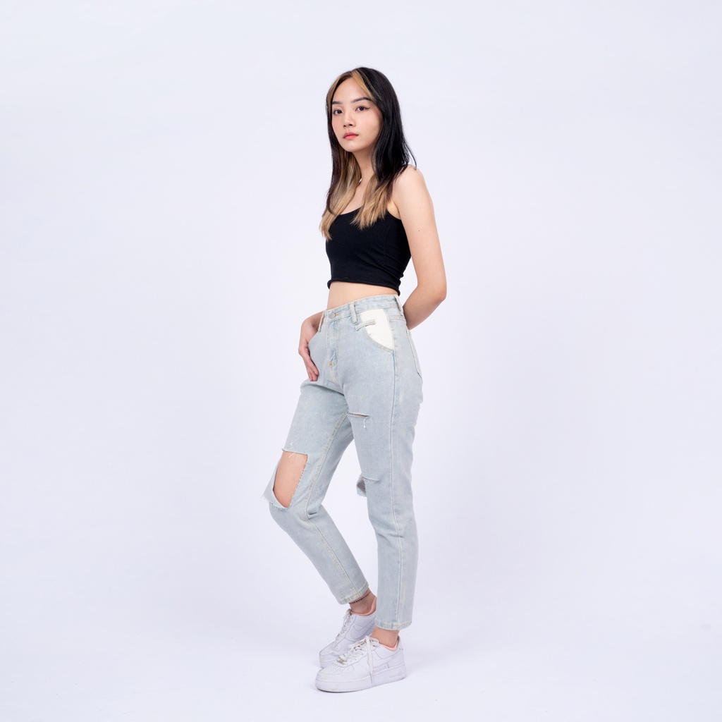 VIERLIN - Jeans 5711 - BOYFRIEND JEANS SOBEK HIGHWAIST RIPPED