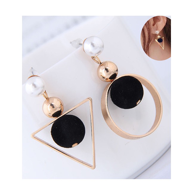 LRC Anting Tusuk Fashion Triangle Shape Decorated Earrings a5696X