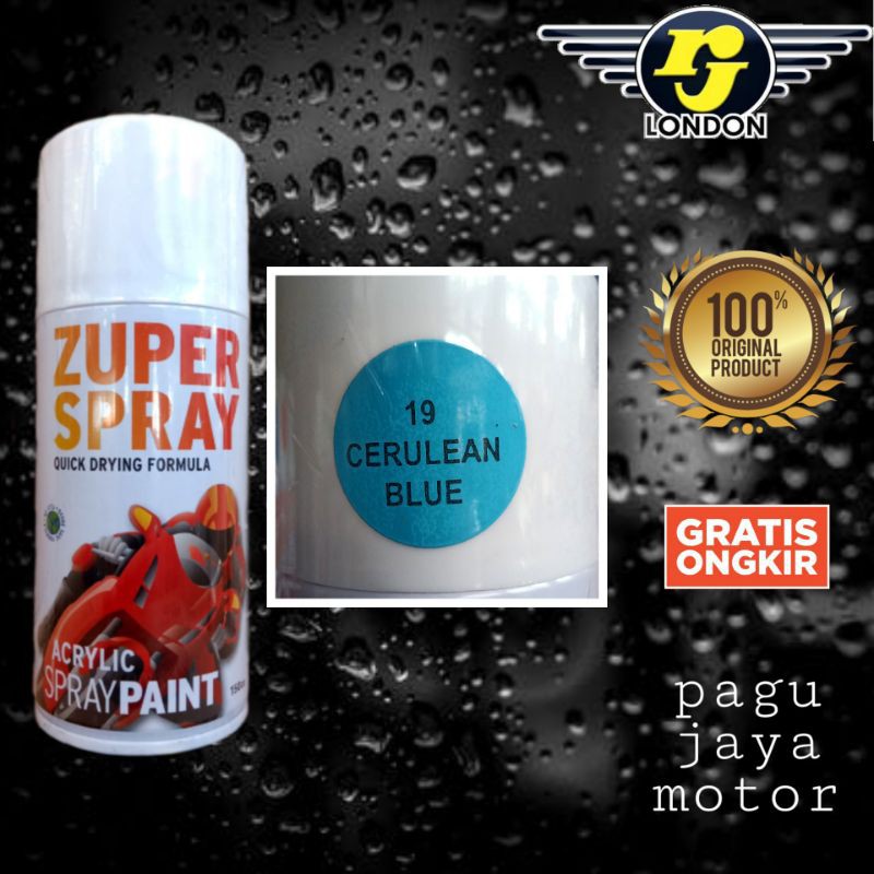 Pilox pilok warna cerulean blue/ice vanilla blue biru zuper spray 150cc cat semprot spray paint untuk motor mobil velg helm kayu besi plastik