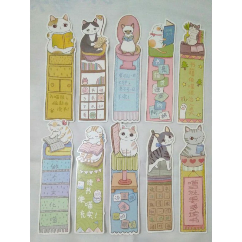 

BOOKMARK PEMBATAS BUKU MOTIF KUCING LUCU UNIK STICKY NOTE MEMO HIASAN DIARY BOOK