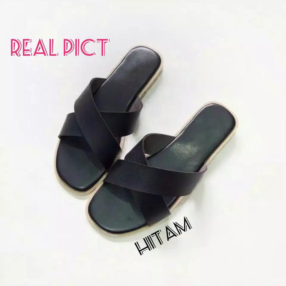 PROMO SALE..!!! SANDAL TEPLEK WANITA MODEL SILANG SINTETIS CASUAL